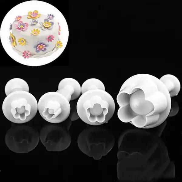Ensemble de 4 pièces fleur de prunier plongeur fondant mold cutter outils de gâteau décoration noël