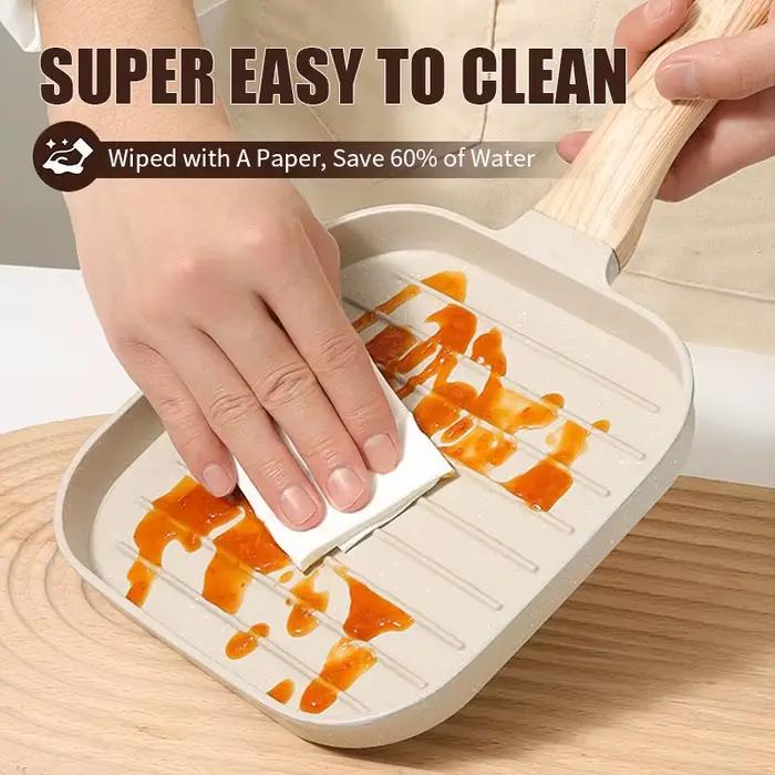 Poêle à gril antiadhésive pour tous les cuisinières, poêle à Steak carrée de 19cm/7.5 pouces pour la cuisine intérieure et l'extérieur, poêle à Steak