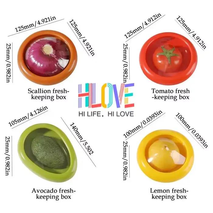 Conserves de fruits et légumes Conteneurs à couvercle transparent - Rouge Vert Orange Jaune Gardeurs scellés pour Avocat Tomate Oignon Citron