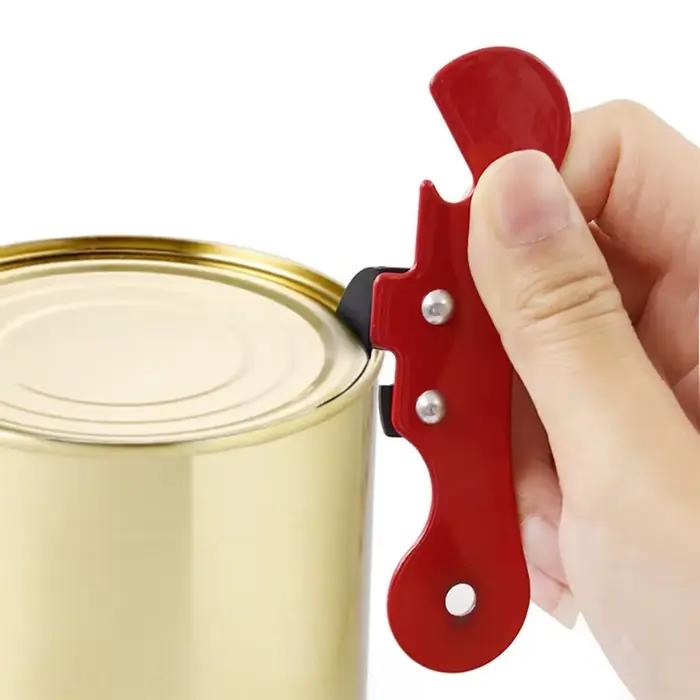 Ouvre-bouteille multifonctionnel 1-4 pièces, ouvre-boîte manuel à coupe latérale sécurisée, ouvre-bocal ergonomique, outils de cuisine pour conserves