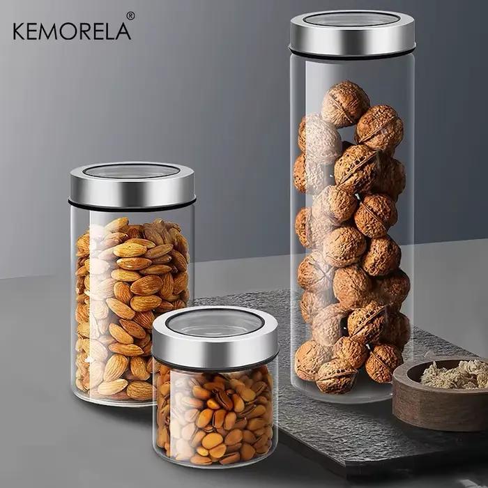 Pot de stockage de café transparent avec couvercle, verre cylindrique créatif, récipient scellé, démontrent d'avoine, céréales, collation, ménage