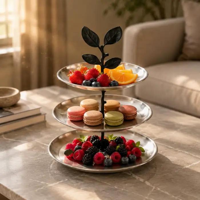 Support à desserts à trois niveaux