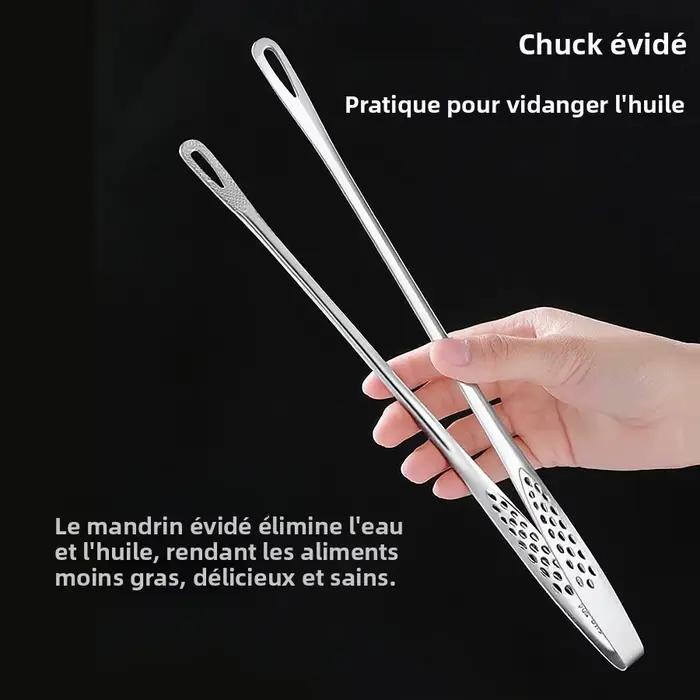 Pinces de cuisine longues en acier inoxydable