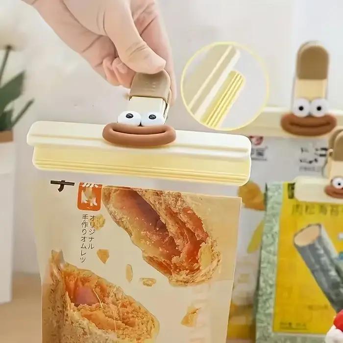 Lot de 2 pinces de scellage créatives en forme de bouche de saucisse pour sacs à nouilles, préservation alimentaire, anti-humidité, sacs de conservation en plastique scellés