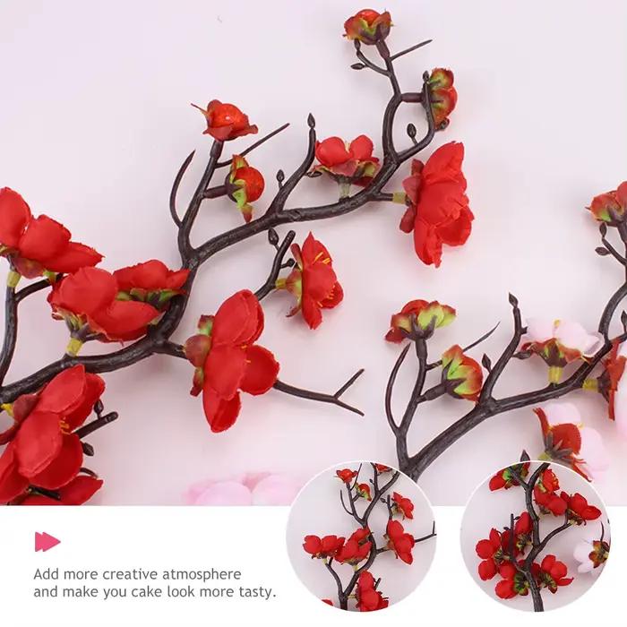 Pics à gâteaux en fleurs de prunier, 6 pièces, décorations de fleurs, fournitures de décoration de Cupcake d'anniversaire et de mariage, décorations de desserts pour fête Festive