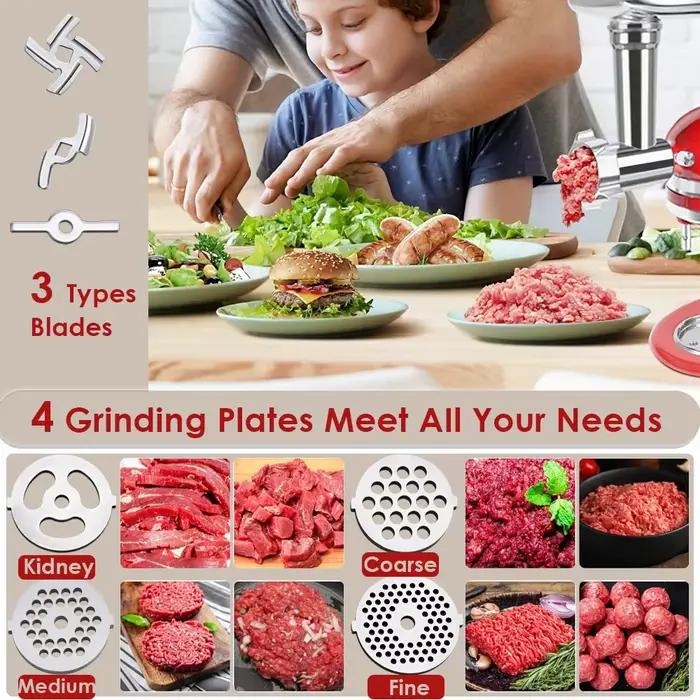 Accessoires de hachoir alimentaire en métal pour tous les mélangeurs sur socle KitchenAid, hachoir à viande, poussoir à saucisses (mélangeur Kitchenaid non inclus)