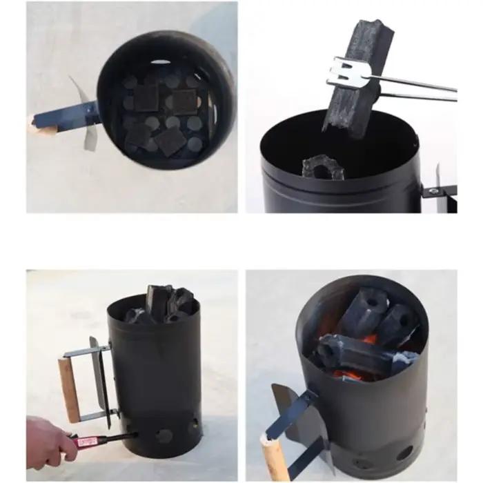 Démarreur de feu de Barbecue en acier inoxydable, brûleur à charbon de bois, poignée Portable, baril d'allumage, Camping pique-nique, poêle de cuisine