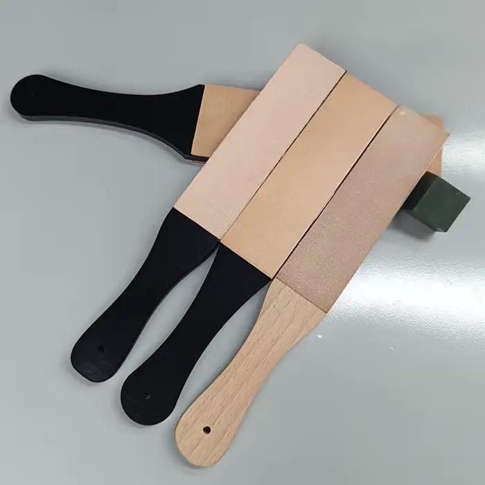 Kit de bloc d'affûtage de couteaux en cuir Double face, avec composé de polissage, affûtage de couteaux Double face