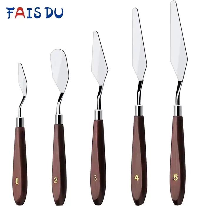 FAIS DU 5 pièces spatule en acier inoxydable gâteau crème spatule ensemble couteaux de peinture à l'huile artiste artisanat spatule outils de bricolage