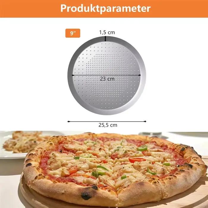 SOFT-Pizza Four Plateau Lot de 2 plateaux de cuisson ronds de 25,5 cm de diamètre avec revêtement antiadhésif anodisé 1,5 cm de hauteur