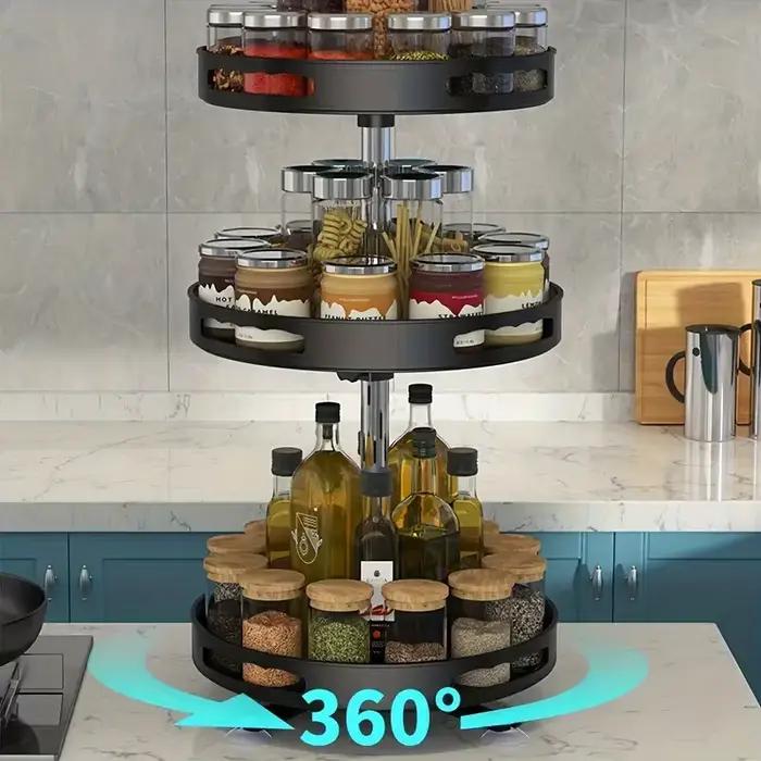 Multi-usages 360 °   Boîte de rangement rotative, gain de place, comptoir antidérapant, vaisselle de cuisine, cosmétiques, boîte de rangement d'épices