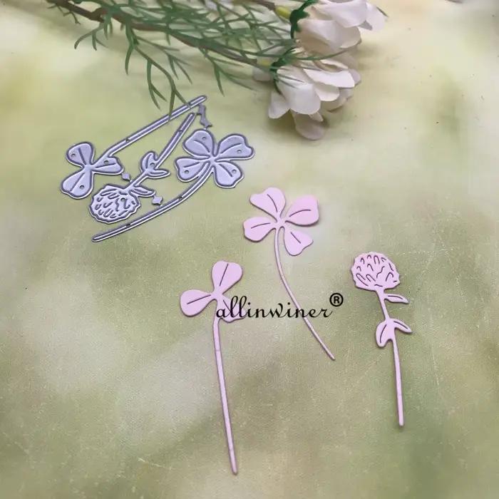 Pochoirs découpés en acier au carbone pour scrapbooking et gaufrage de cartes en papier花卉四叶草金属裁剪模版 适合手工艺和卡片装饰