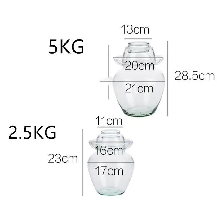 Pot mariné domestique, cylindre de cornichons, boîtes scellées 2.5/5KG, récipient en verre coréen, pot Kimchi de cuisine, boîtes de marinées épaisses