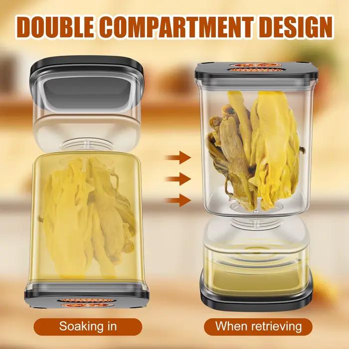 Pot à cornichons Flip Pickle Jar, capacité totale 33,82 oz, transparent, avec fourchette et minuteur, récipient hermétique pour cornichons, olives, oignons, ail
