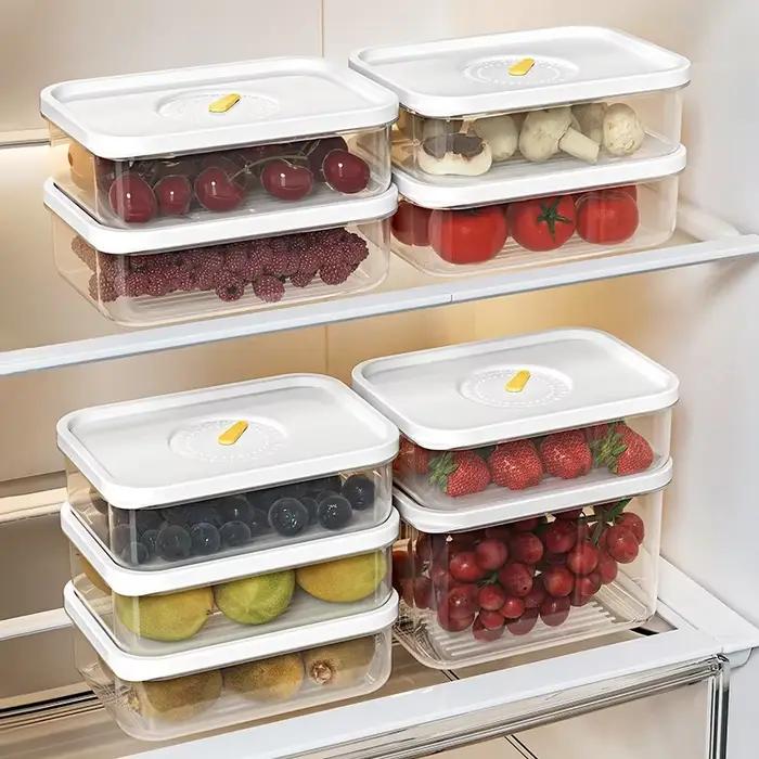 Transparent 950ML réfrigérateur stocke bac à légumes aliments frais fruits conteneur en plastique micro-ondable Bento boîte réfrigérateur organisateur congélateur boîte