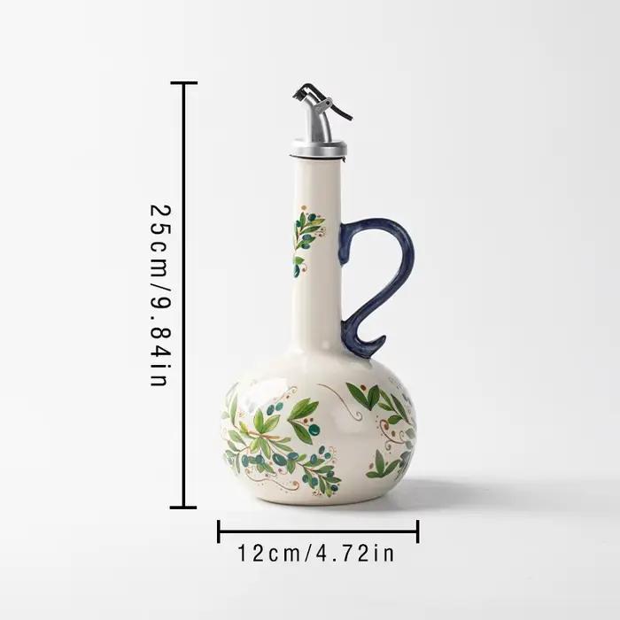Distributeur d'huile d'olive rétro en céramique gaufrée sous glaçure, récipient de stockage pour huile et vinaigre, accessoire de cuisine