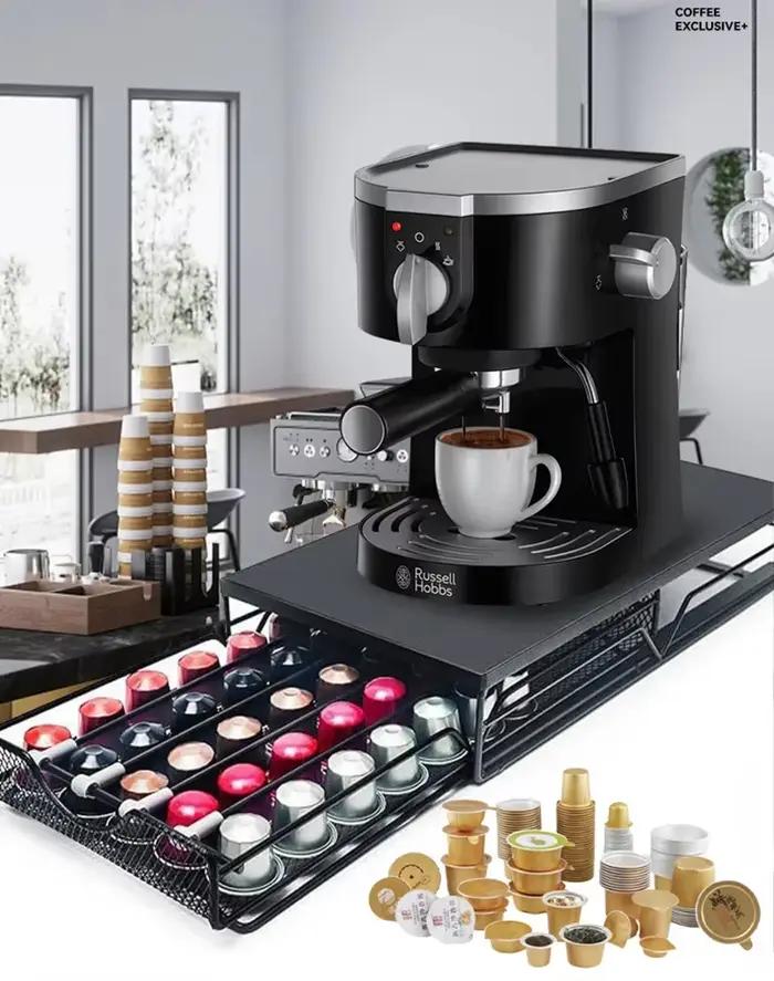 Capsules de café tiroir de bureau support de rangement maison cuisine extractible Simple fer Machine à café Base étagère de rangement