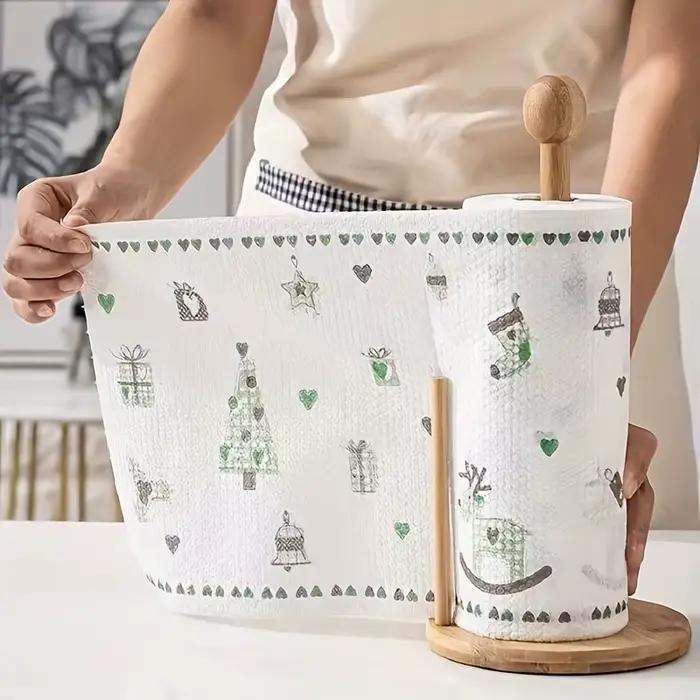 50 100 pièces/rouleau torchon absorbant épaissi papier de cuisine utilisation sèche et humide Non grasse motif aléatoire pour le nettoyage d'évier vaisselle