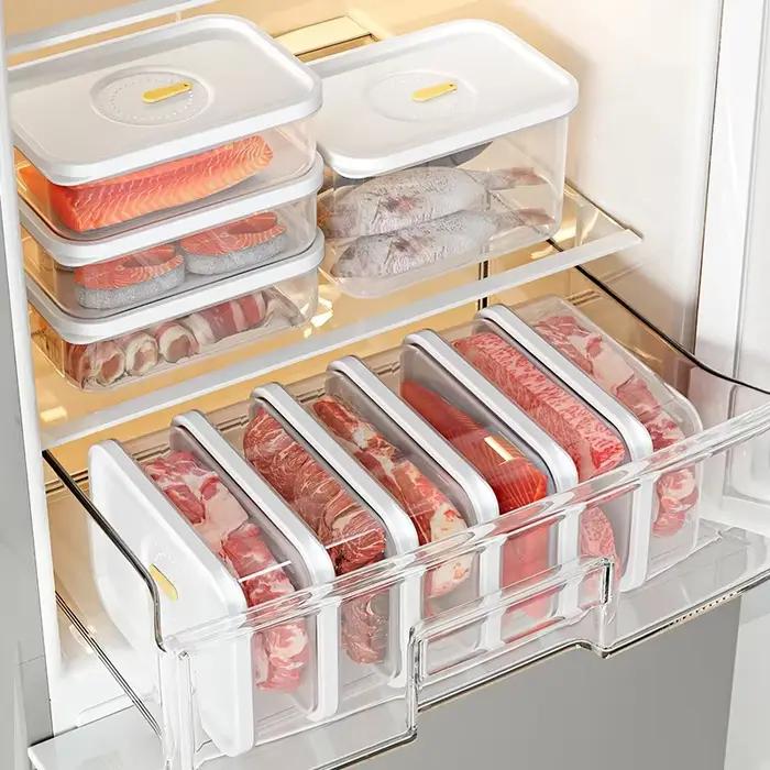 Transparent 950ML réfrigérateur stocke bac à légumes aliments frais fruits conteneur en plastique micro-ondable Bento boîte réfrigérateur organisateur congélateur boîte