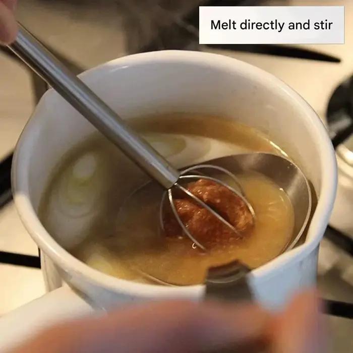 Bâton d'agitation Miso en acier inoxydable 304, fouet à Double tête, tondeuse manuelle de crème, cuillère à remuer, mélangeur de qualité alimentaire, outil de cuisine