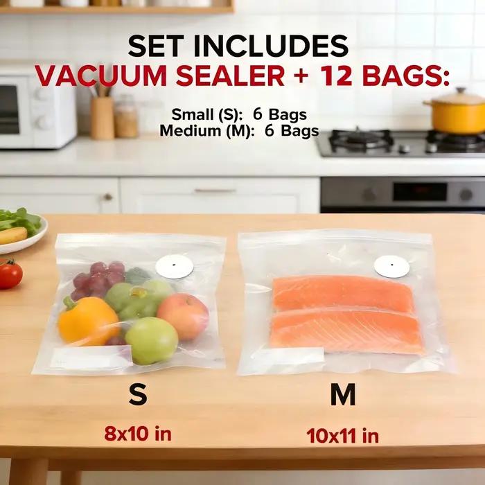 Pompe à vide électrique rechargeable machine de mise sous vide automatique avec sacs de mise sous vide réutilisables et sacs d'emballage alimentaire pour conservation durable et réduction du gaspillage