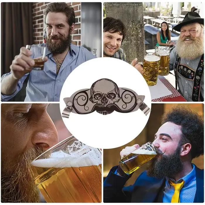 Protège-moustache en acier inoxydable pour tasse, design tête de mort, protecteur de moustache pour clics, fournitures décoratives innovantes pour boire