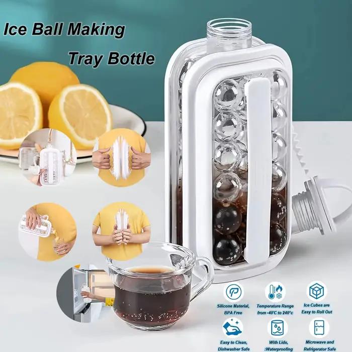 Plateau de fabrication de boules de glace, bouteille 2 en 1, rondelle Portable, fabrication de bouteilles d'eau, moules cubes pliants avec 17 grilles pour pique-nique au bureau et au ménage