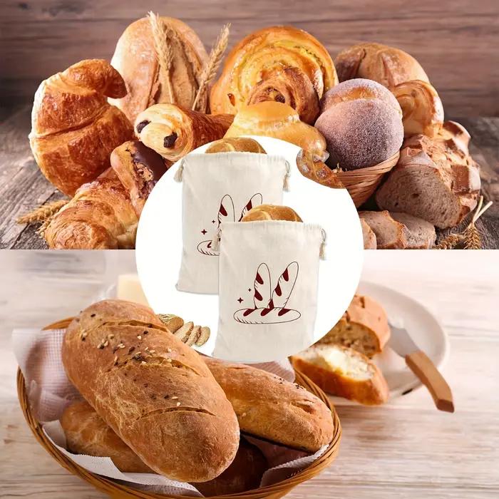 Sac à pain en lin réutilisable brun/violet pour stockage de pain et autres aliments, écologique et durable pour usage quotidien et cadeaux occassionnels