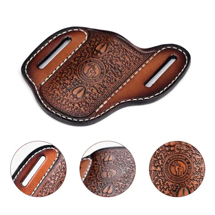 Étui pour couteau pliant en cuir Tourbon Carve, pochette EDC avec boucle de ceinture, marron (les couteaux ne sont pas inclus)