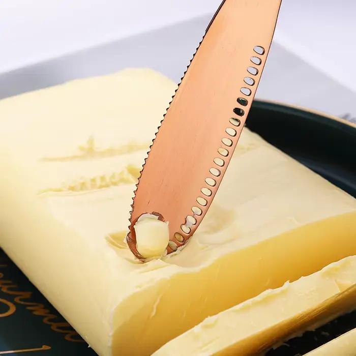 Couteau à beurre au fromage en acier inoxydable 430, avec trous et couteau à beurre, couteau à confiture de pain, couteau à beurre au fromage coupé
