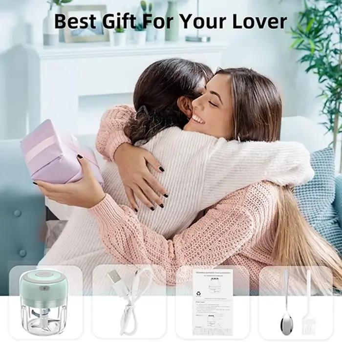 Hachoir à ail électrique portable 250ml pour hacher ail oignon gingembre chili en cuisine occasions spéciales pour cadeaux gastronomes