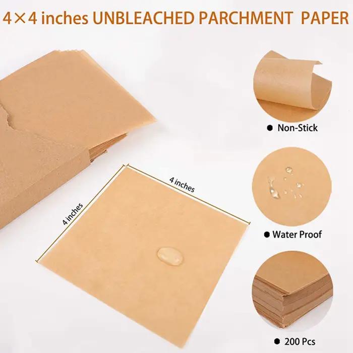 Feuilles de cuisson en papier parchemin non blanchi, 2000 pièces, 4x4 pouces, parchemin de cuisson antiadhésif prédécoupé, parfait pour l'emballage-AT64
