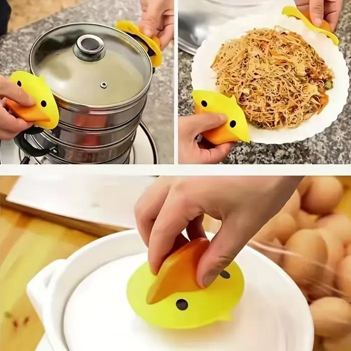 AdTosYellow Canard Silicone Pot Holders, Degré de chaleur, Mini four Gants pour Kijavtchen Cooking & Baking-Kitchen, 2PCs