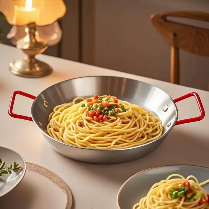 Pot de fruits de mer épais en acier inoxydable, poêle Paella Anti-brûlure, assiette à Pizza aux fruits pour pique-nique Camping fournitures de cuisine 1 pièce