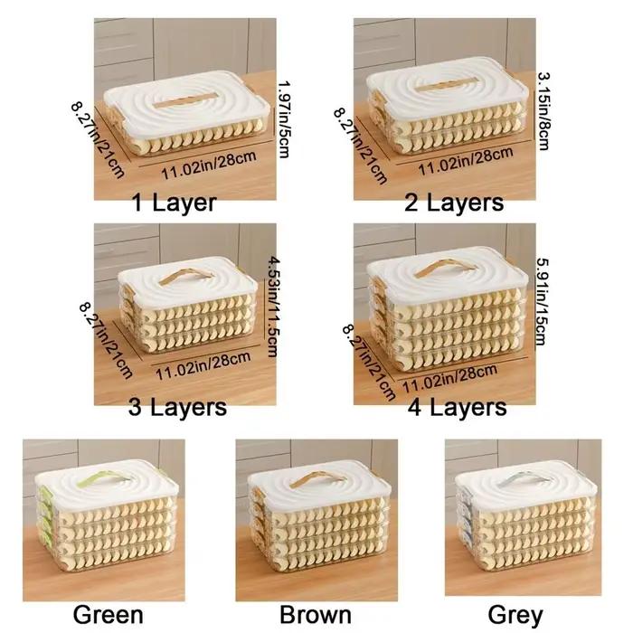 Boîte de rangement en plastique multicouche pour raviolis, boîte de conservation des wontons, grande capacité, hermétique, pour congélateur, cuisine