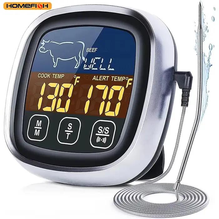HOMEFISH thermomètre de cuisine à viande numérique en acier inoxydable étanche température