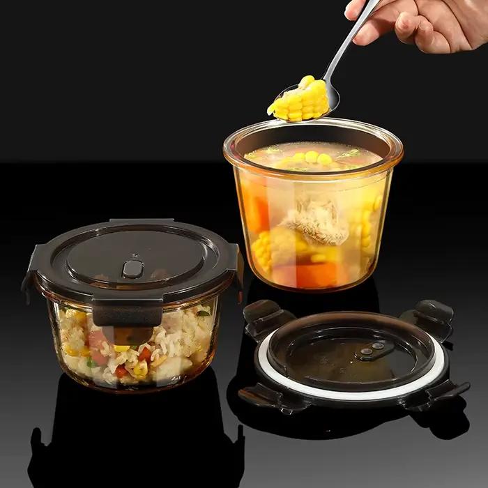 Filles à soupe frais Y-248 Bols en verre avec couvercle Mini bol à degré de chaleur diligence transparente Soupe aux fruits Filles Assad Bols micro-ondables