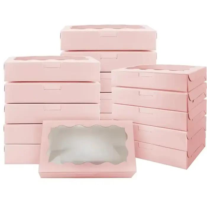 Boîte à gâteau transparente avec couvercle, 12/24 pièces, présentoir à pâtisserie pour mariage, anniversaire, Saint-Valentin, fête des mères, emballage cadeau