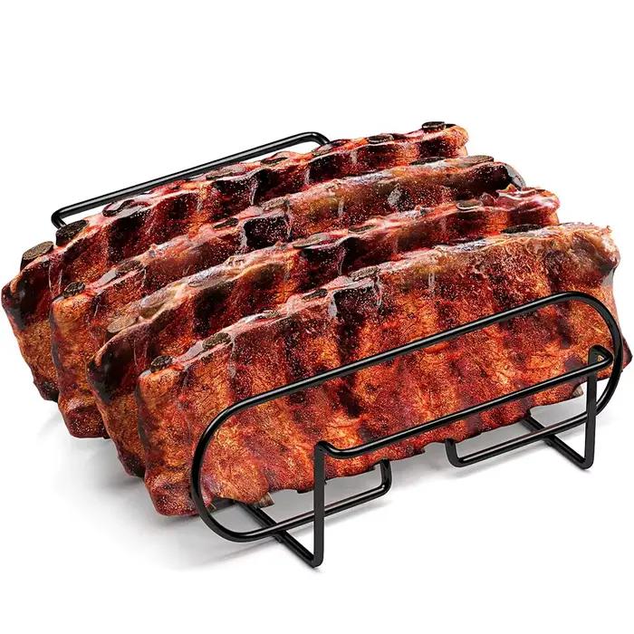 Supports à nervures pour Barbecue en acier revêtu antiadhésif pour rôtissage de la viande 4 nervures occasion spéciale et quotidienne