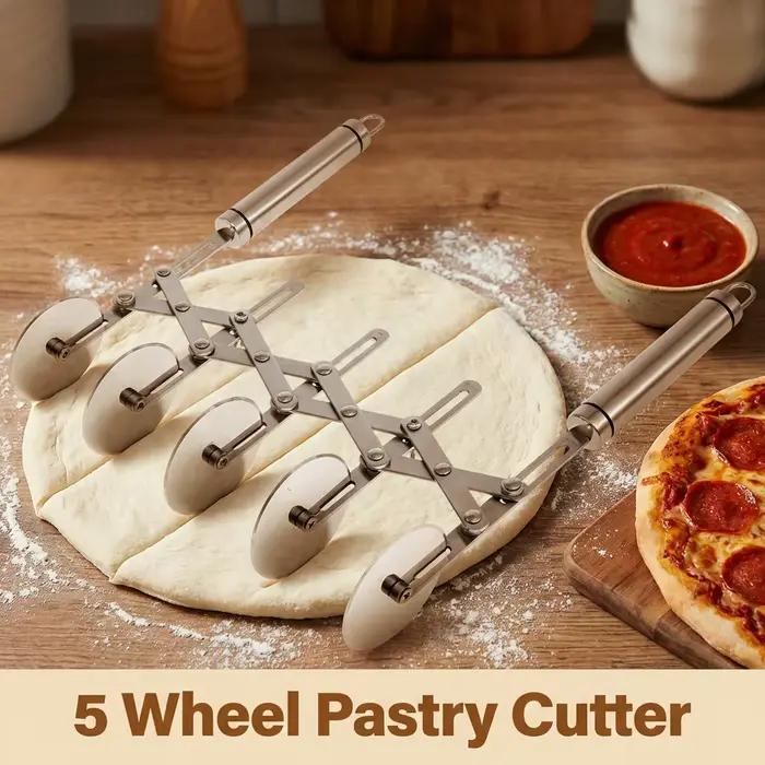 Coupe-pizza à 5 roues en acier inoxydable