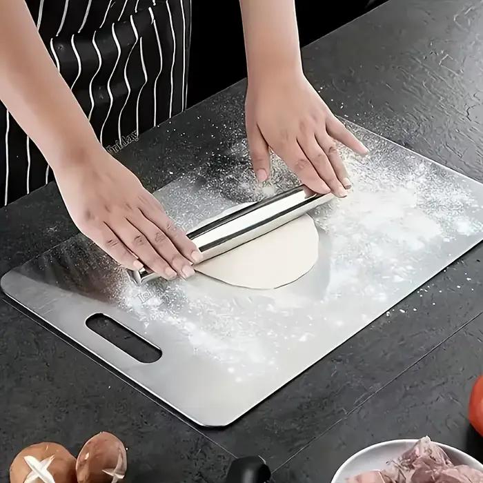 Planches à découper en acier inoxydable 3 pièces - Sans BPA, compatibles lave-vaisselle, antidérapantes, avec rainure pour les jus, antirouille et gain de place