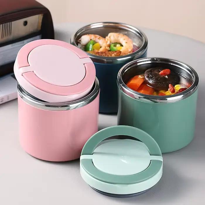 Pot de nourriture Thermos à soupe, récipient à déjeuner isolé, boîte à Bento pour aliments froids et chauds, flacon de nourriture, boîte à déjeuner en acier inoxydable avec poignée