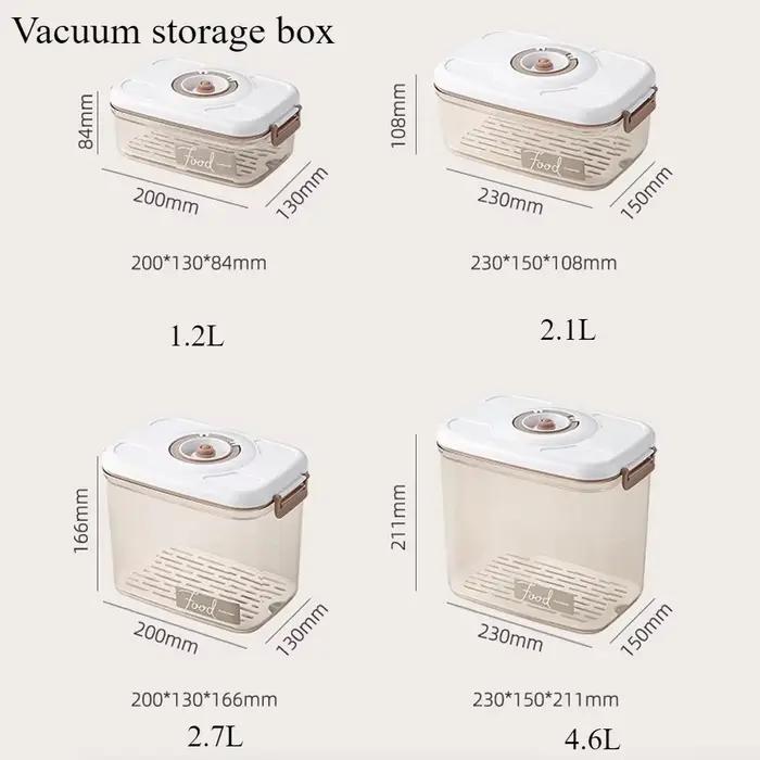 Boîte de stockage sous vide alimentaire, récipient hermétique-boîte de rangement de cuisine réutilisable avec filet de vidange et pompe à vide pour garder les aliments frais