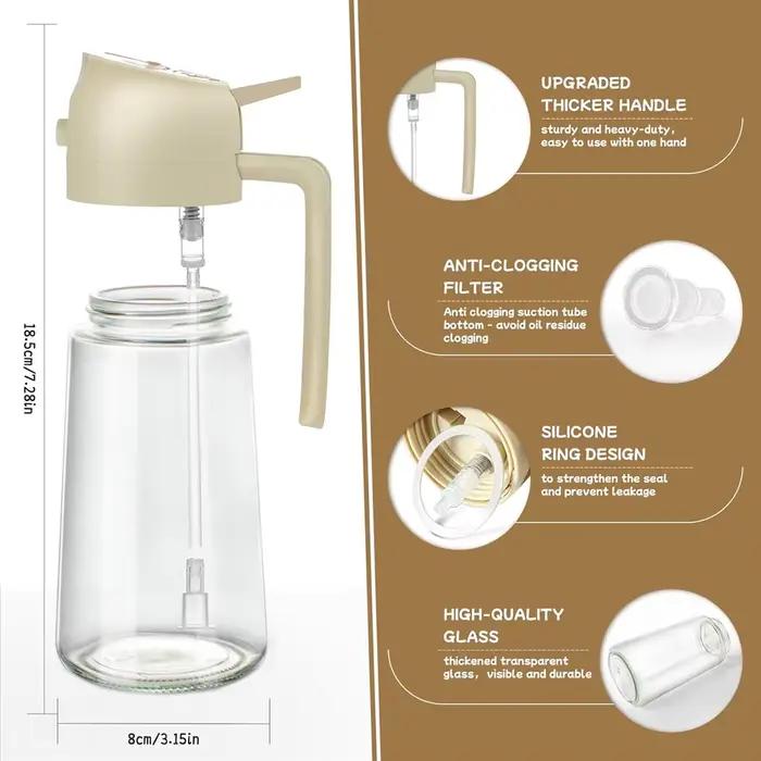 Pulvérisateur d'huile d'olive 2-en-1 en verre, distributeur de vinaigre, vaporisateur pour cuisine, barbecue, friteuse à air, accessoires de cuisine, gadget, outil