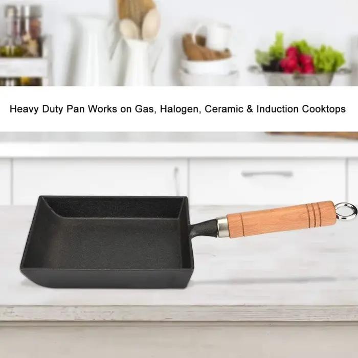 Poêle à tamagoyaki en fonte, poêle carrée, durable, réutilisable, pour faire des œufs, des omelettes, des crêpes, ustensiles de cuisine ménagers