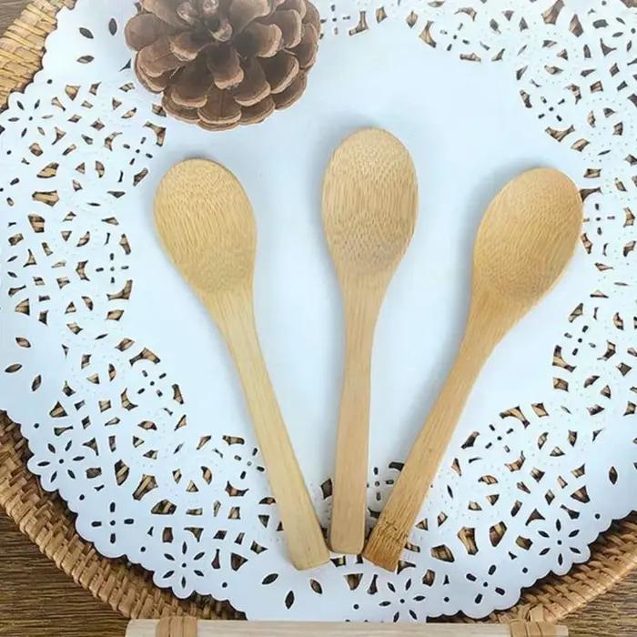 Cuillère en bambou cuillère à thé au miel cuillère à café au miel en bambou vaisselle outil de condiments pour confiture sel sucre crème glacée ustensiles de cuisine 1 pièces