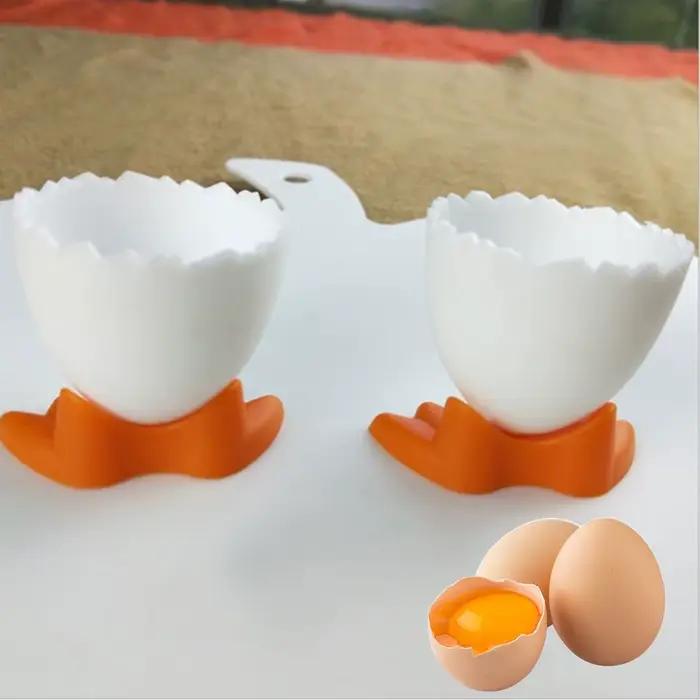 Porte-œufs en plastique avec pieds, 1/2/4 pièces, mignon, créatif, séparateur René à la coque, conteneur, accessoires de cuisine