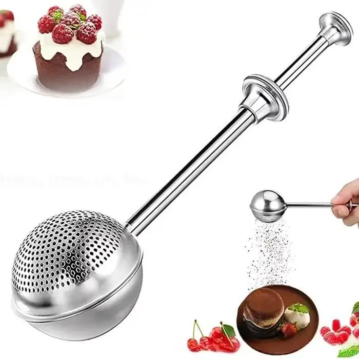 1 pièce Tamis à farine et sucre, Accessoire de pâtisserie, Tamis à thé rétractable en forme de boule, Secoueur de poudre et de sucre