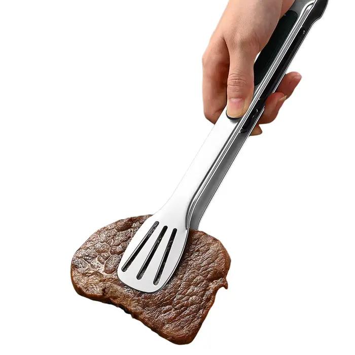 Pinces de cuisine multifonctions en acier inoxydable, pour Buffet, Restaurant, adaptées aux côtes de porc, Steaks et poissons