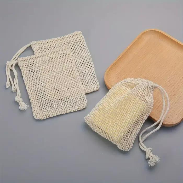 Sacs économiseurs de savon biodégradables pour nettoyage du visage, rasage et voyage en gris clair et vert clair